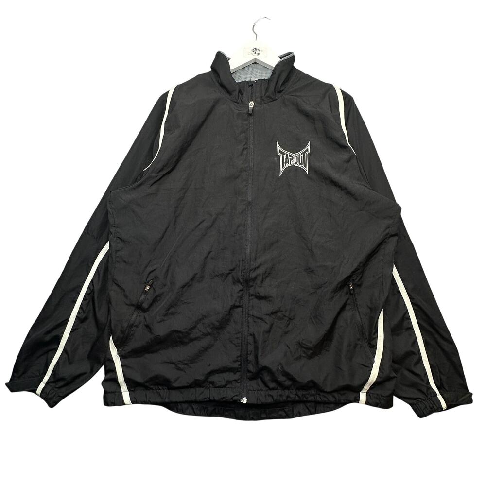 Tapout MMA Windbreaker Mesh Lined Jacket Mens Large Black Full Zip Pockets